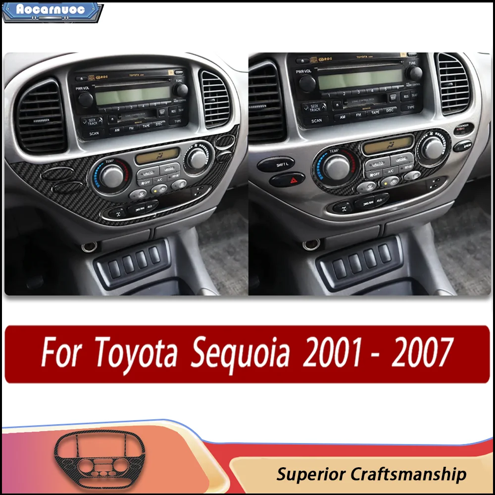 

Carbon Fiber Car Interior Stickers Kit - Automotive center stack Trim Stickers For Toyota Sequoia XK30 XK40 2001- 2007