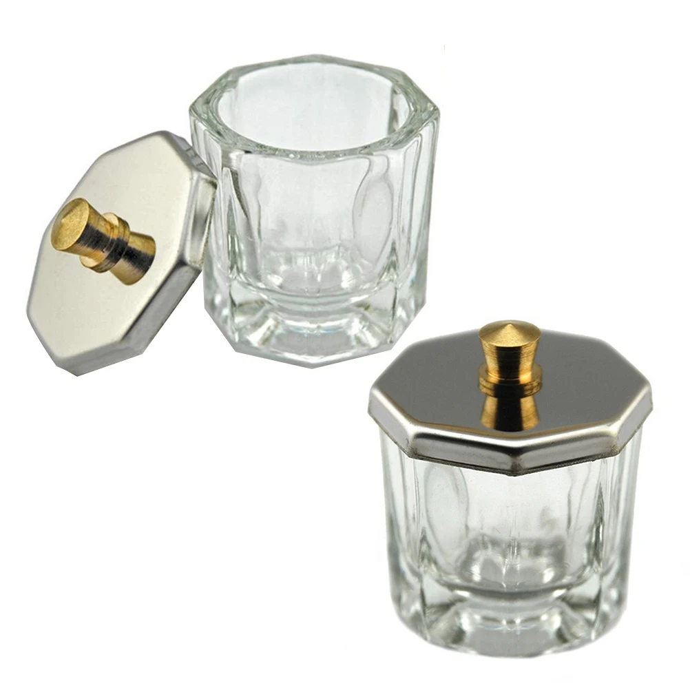 2 個のクリスタルカッププレミアムガラスネイルアートカップアクリル液体パウダーを混合するための簡単なクリーニングホームプロフェッショナルマニキュア使用