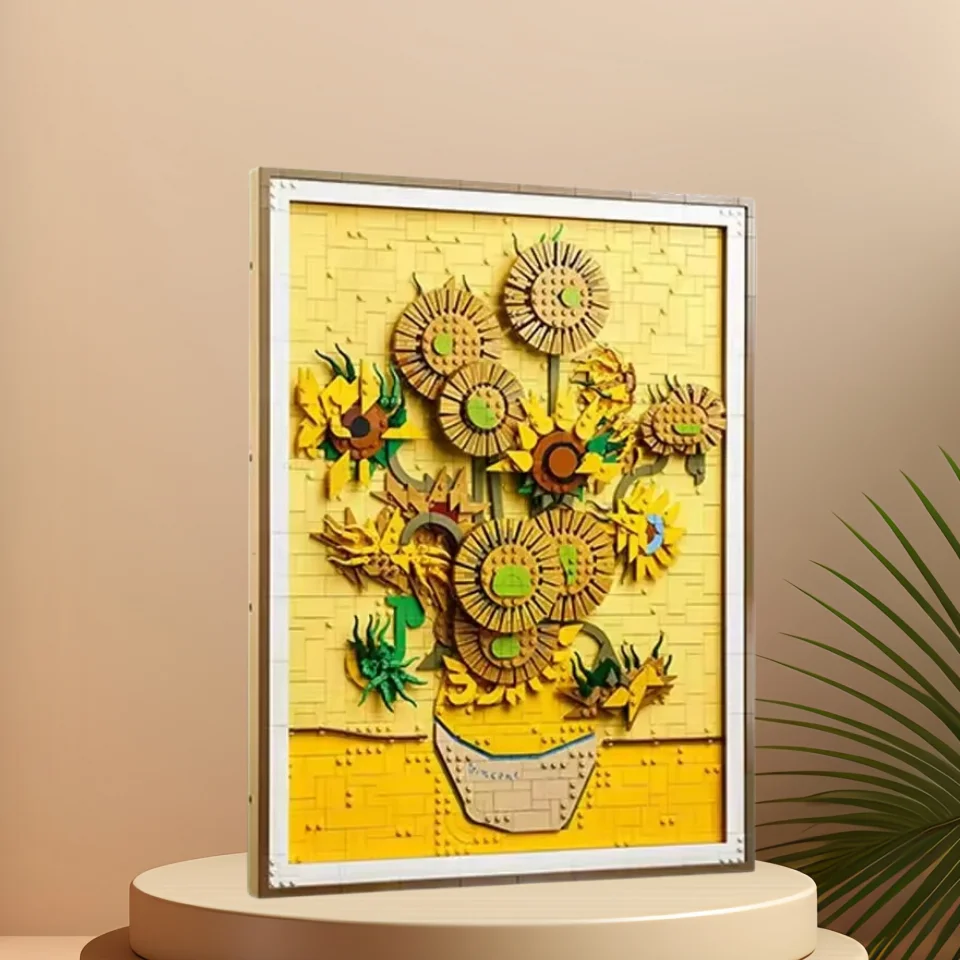 New MOC3D sunflower wall decoration building block model children's boy and girl holiday gift