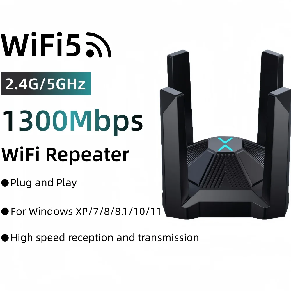

1300Mbps WiFi 5 Wireless Network Card Dual Band 2.4G/5GHz High-speed Receiver Driver Free USB Adapter Suitable for PC/Laptop