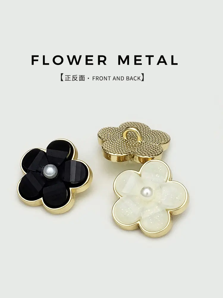 10 stücke 15/18mm mode blume perle dekorative metall knöpfe für kleidung mantel hemd pullover diy nähen zubehör knöpfe neu – Detail 5