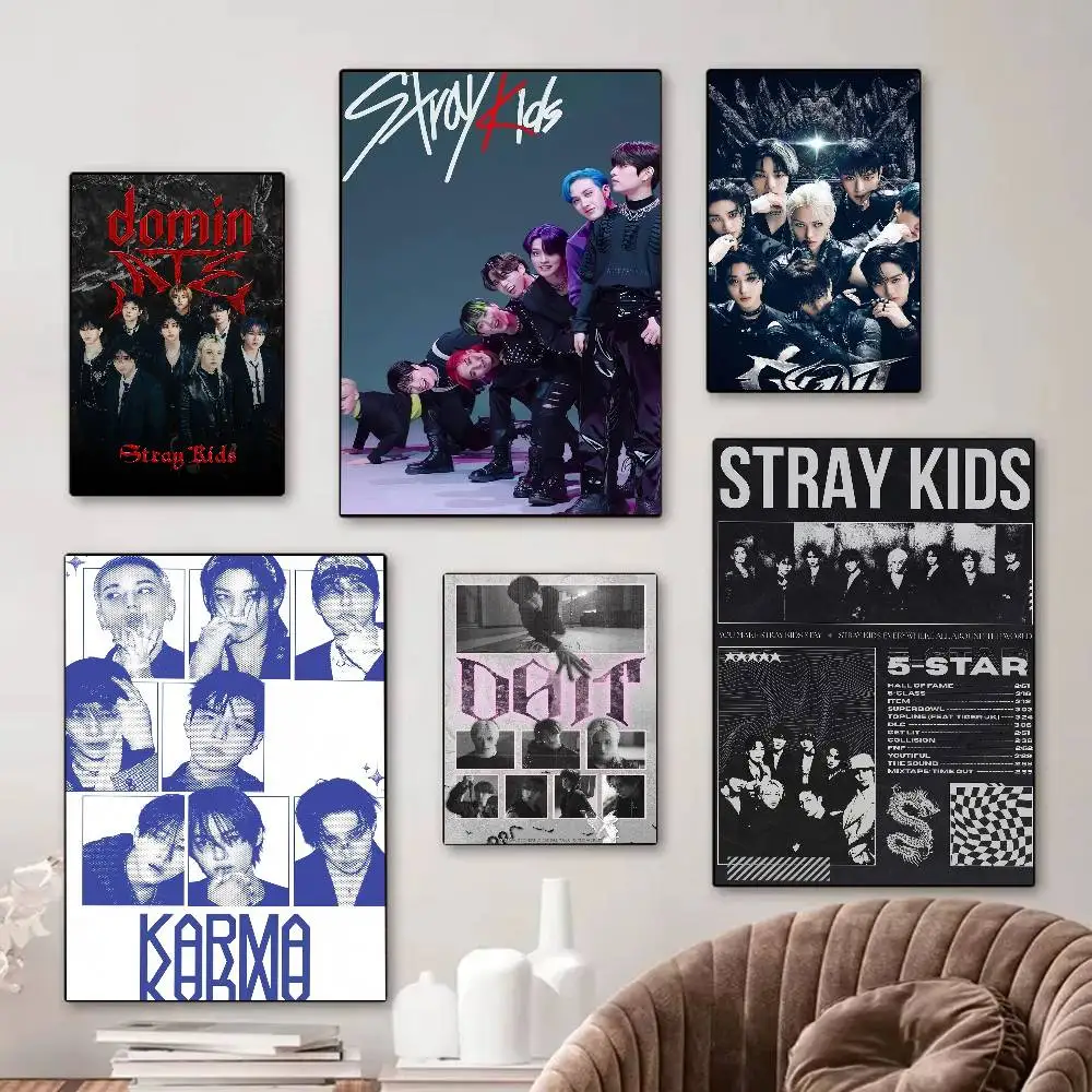 Pósteres populares de Kpop S-Stray K-Kids, carteles adhesivos de Anime, arte de pared de calidad HD, carteles Retro para decoración de habitación Kawaii en casa