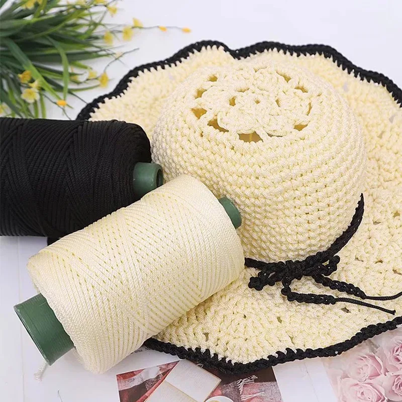 220g Hand Crochet Woven Yarn Line Ice Rope Thread Knitting Bag Summer Sun Hat 200m 3mm Light Ice Rope Crochet Cushions Crafts