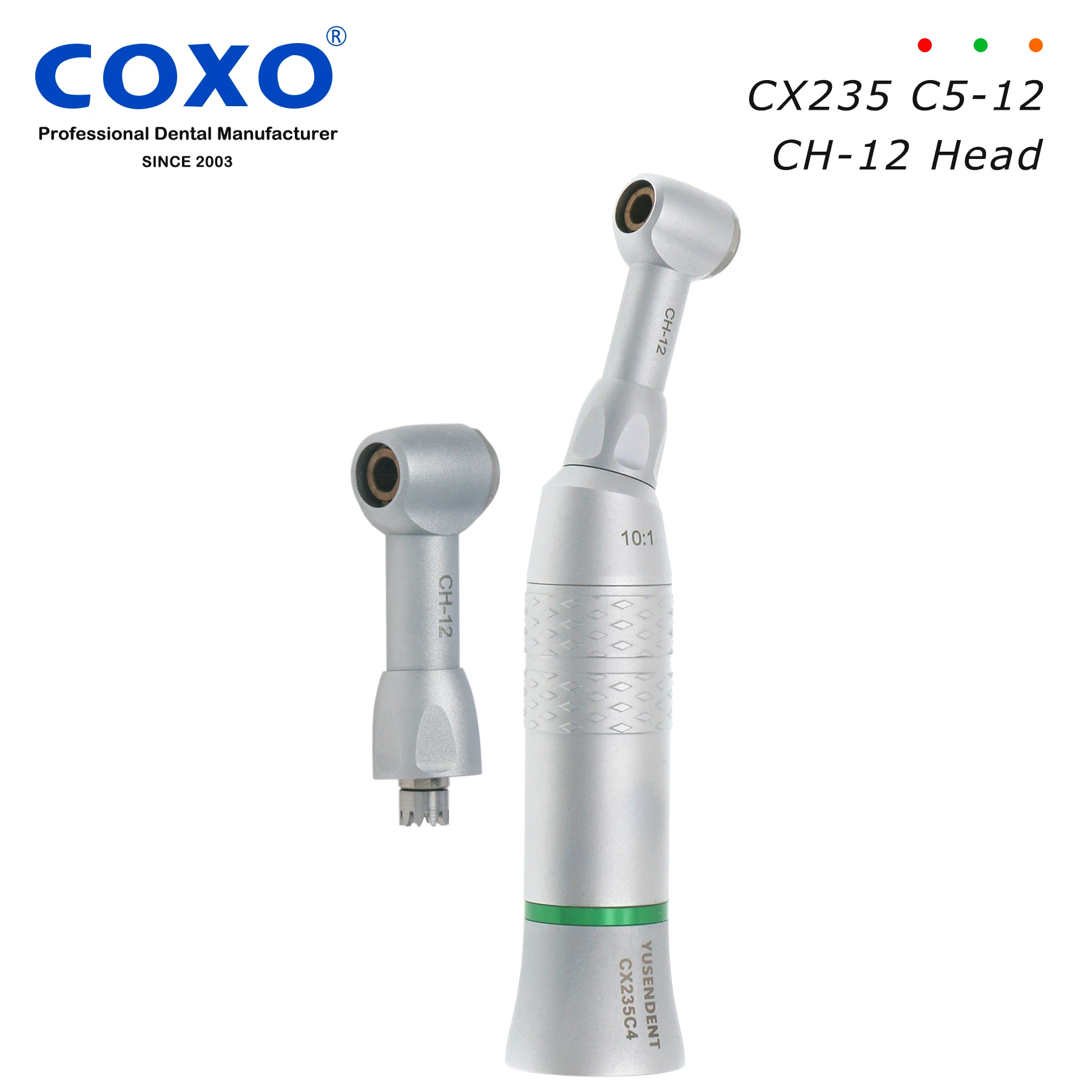 

COXO Dental 10:1 Endo Handpiece Reciprocating Contra Angle Push Button CX235 C5-12 CH-12 Head