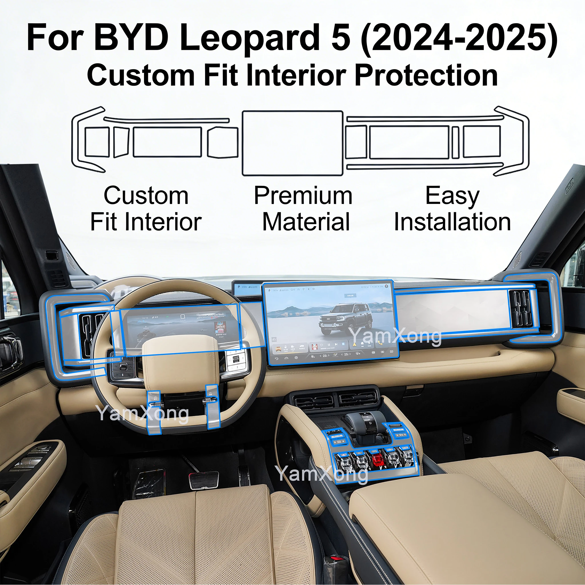 

Car Interior Protective Film For Leopard 5 (2024-2025) Dashboard Cover Center Console Anti-Scratch Film Automotive Accessory