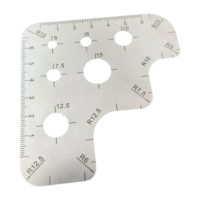 Leather Cutting Angle Ruler Scale Ruler Tool Ruler R Gauge Stainless Steel Round Ruler Arc Ruler Angle Ruler Durable Silver