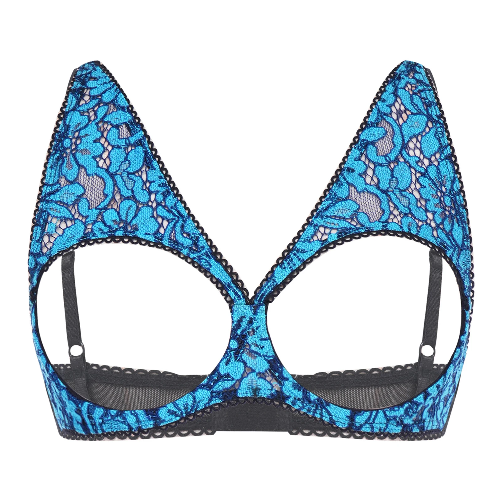 

Women's Lace Hollowing Out Nipples Bra Tops Push Up Bare Exposed Breast Underwire Brassiere Open Nipples Top Balconette Lingerie