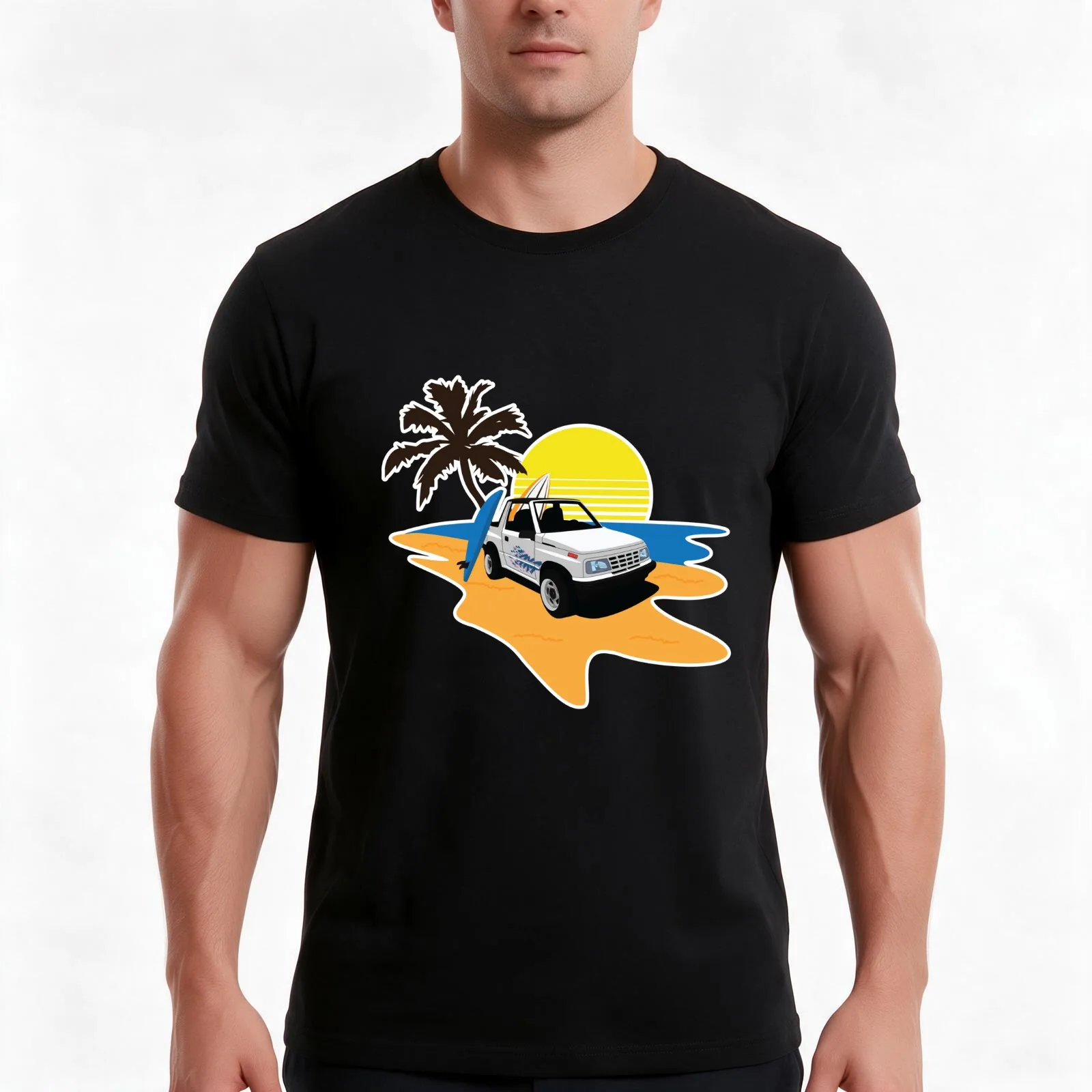 Beach Tracker T-Shirt, Summer Casual Cotton Tee, Oversized Streetwear Tops, Vintage Graphic Print, Loose Fit Short Sleeve
