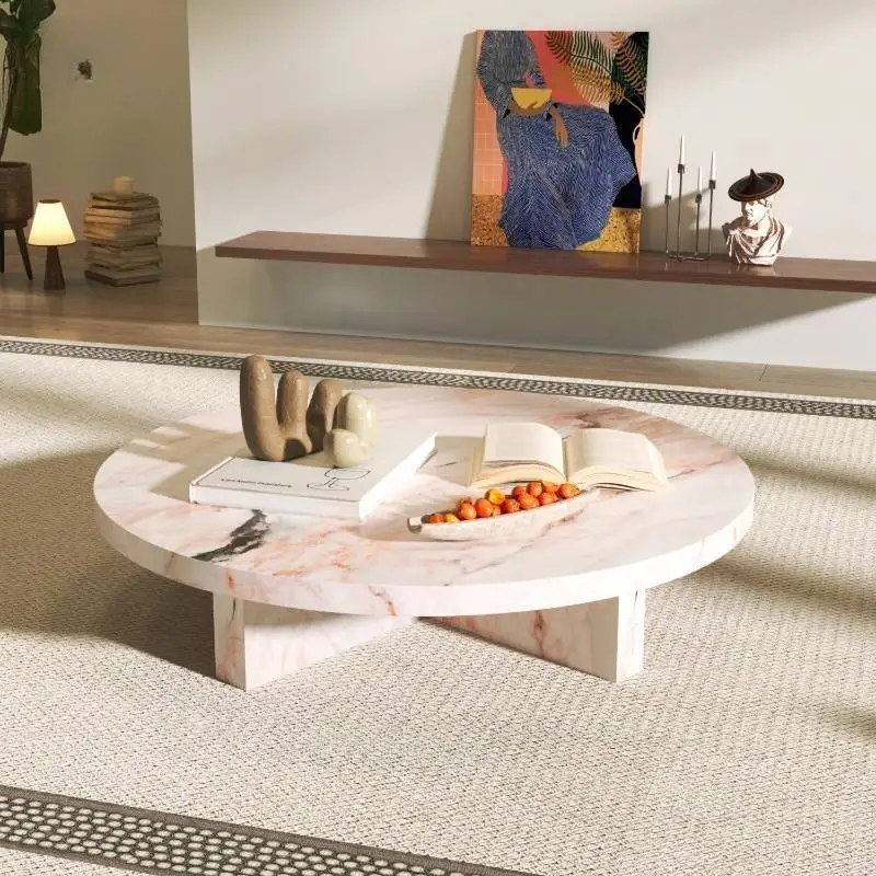 طاولة قهوة صغيرة برتقالية مستديرة على الطراز الأوروبي طاولة قهوة مركزية حديثة لتوفير المساحة أثاث صالون Meuble للمنزل