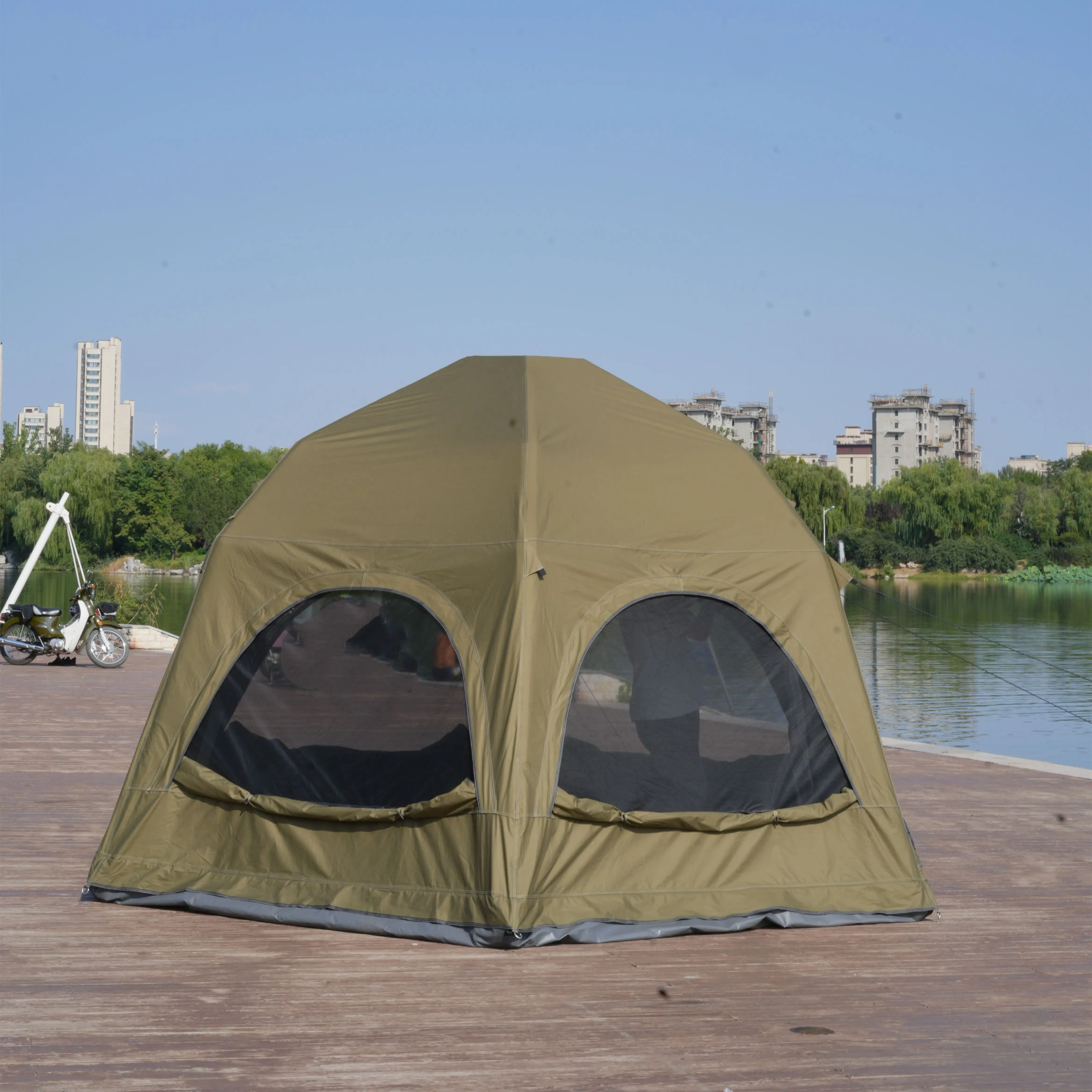 Outdoor UV-resistant Four-season Rainproof Expandable Oxford Fabric Inflatable Canopy Quick Automatic Opening Portable Tent 4.5m