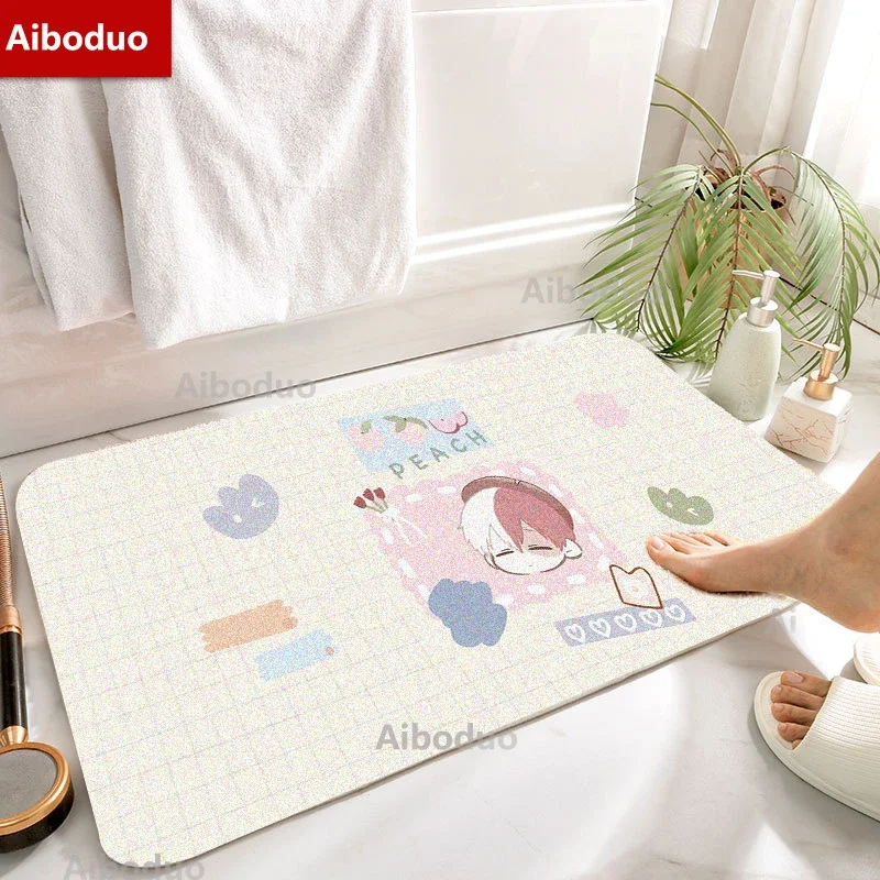 Aiboduo 40x60/50x80CM Anime My Hero Academia Shoto Household Bathroom Set Non-slip Exclusive Door Mat Room Soft Bathroom Mat