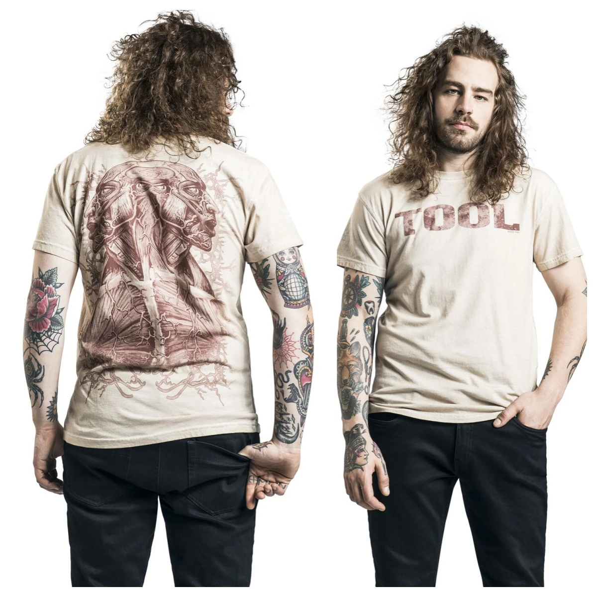 Double Image Tool T-Shirt Men Women Vintage Metal Rock Band Graphic Tee 100% Cotton  Summer Streetwear Top