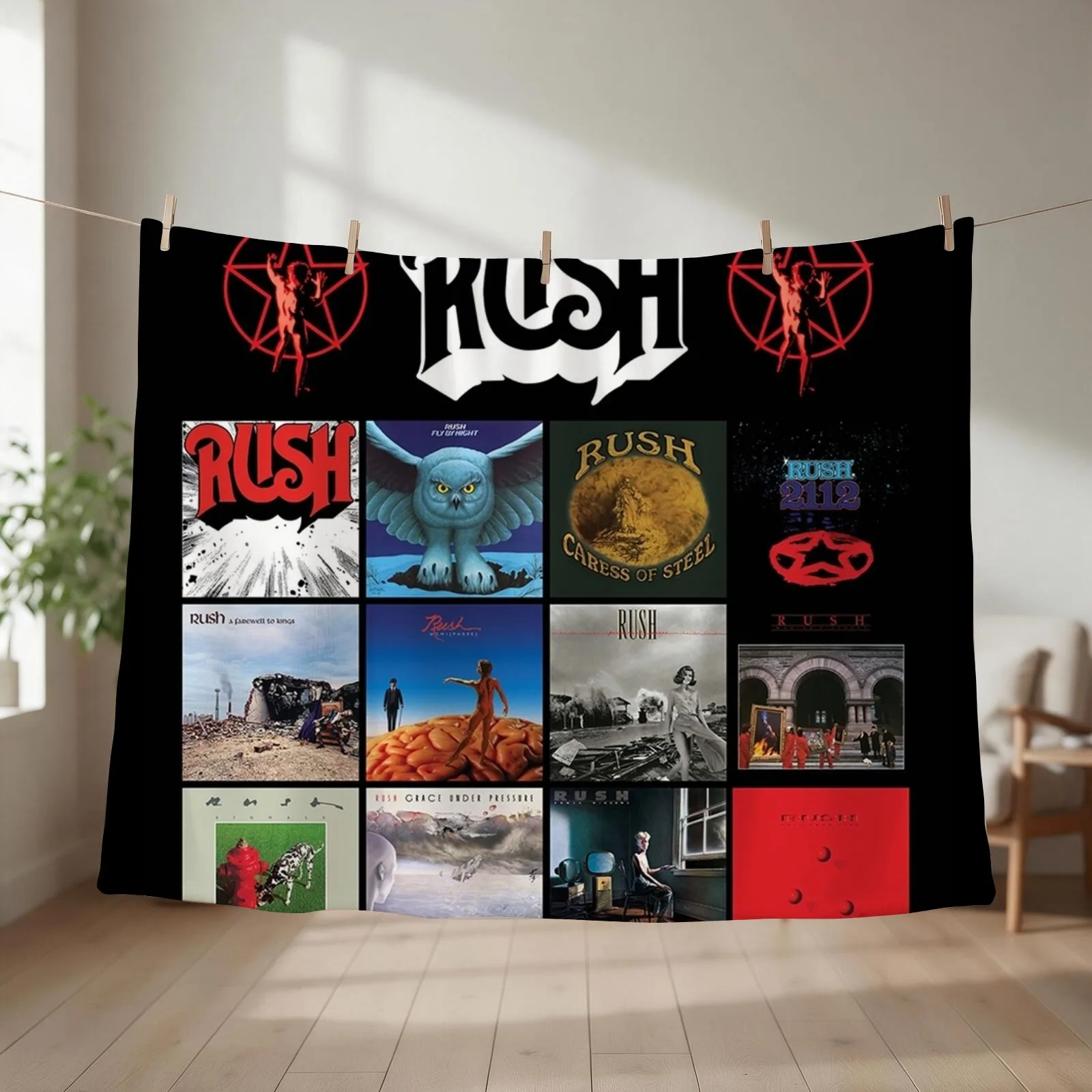 All In One RushBand Album Cover || 001 Throw Blanket couch cozy soft plush fuzzy picnic outdoor blanket