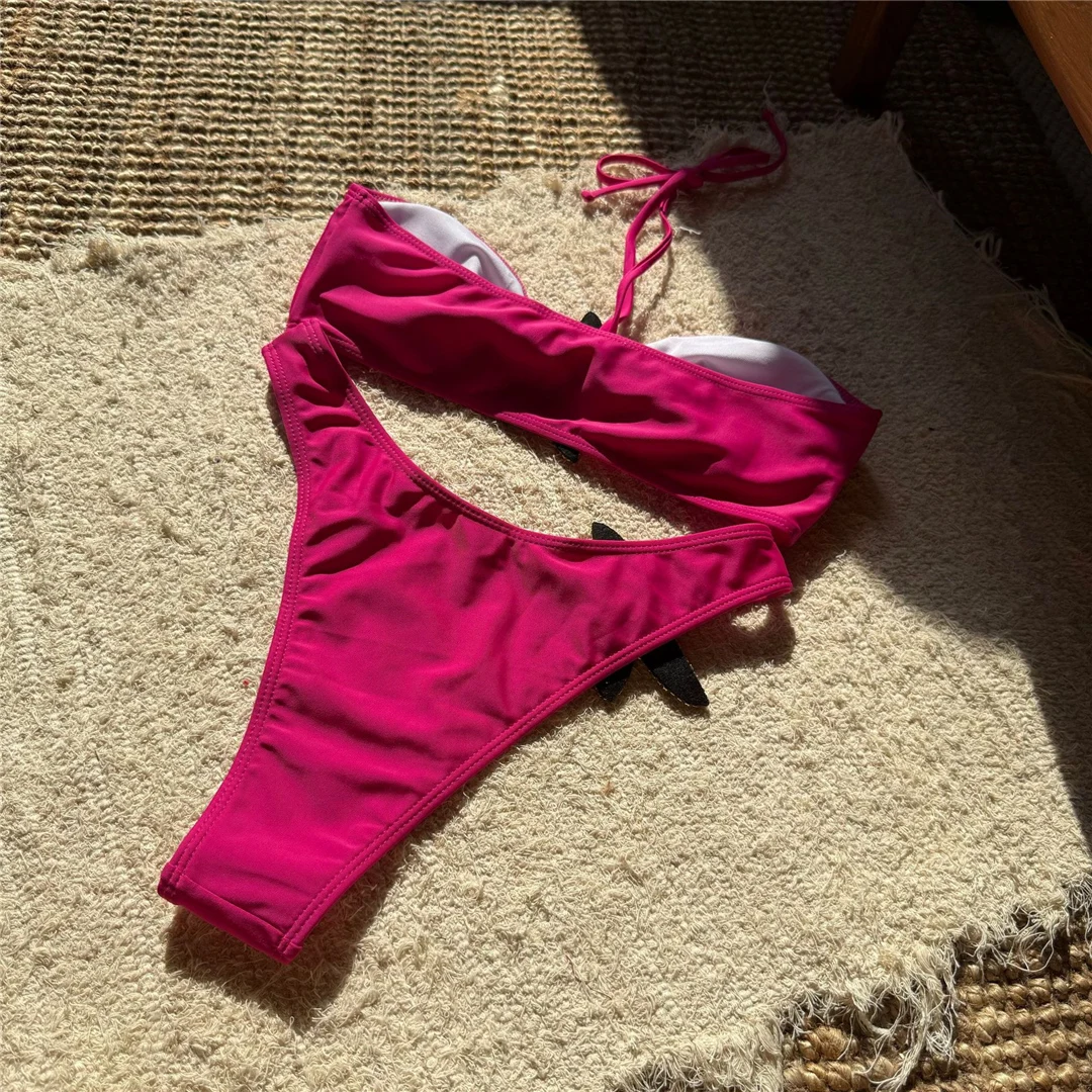 Shiny Star Halter Bikini mit mittlerer Taille, brasilianischer Schnitt, zweiteiliger Badeanzug für Damen, Badebekleidung, Badeanzug, Badehose, Badeanzug V6458 – Detail 15