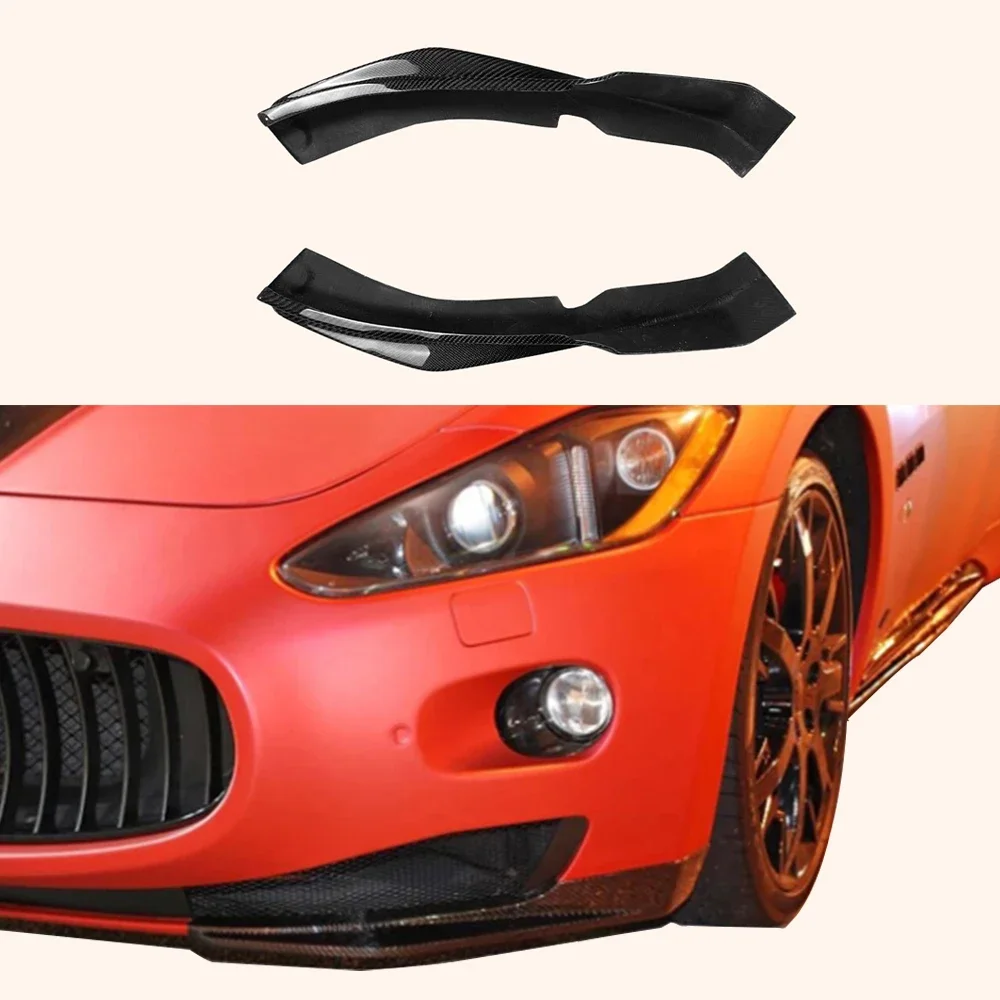 For Maserati Gran Turismo MC Sport Line 08-14 Carbon Fiber Front Bumper Lip 2pcs