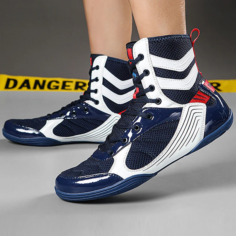 Men's Large Wrestling Shoes Mesh Breathable Boxing Shoes Anti Slip Wear Resistant Sneaker Fashionable Casual High Sport Shoe