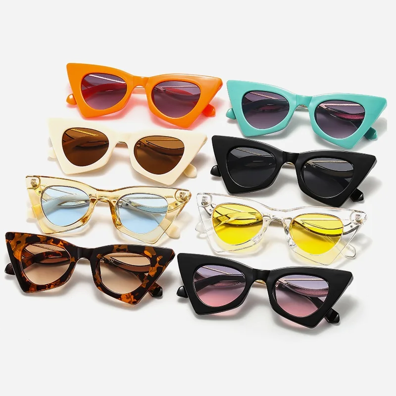 Cat Eye Sunglasses Women Fashion Vintage Triangle Shades Men Brand Designer Luxury Sun Glasses UV400 Oversized Eyewear With Box