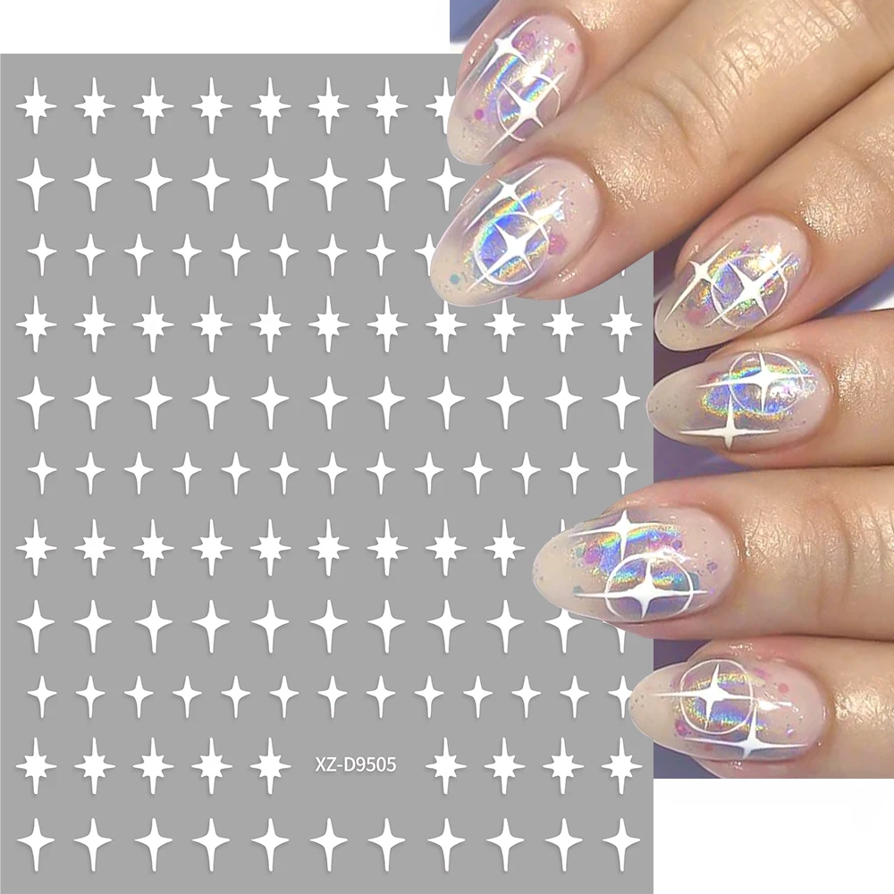 8 Pz/set 3D Halloween Stella Adesivi Per Unghie 8 Colori Stelle A Quattro Punte Autoadesivi Decalcomanie Per Unghie Y2K Starlight Unghie Decorazione di Arte