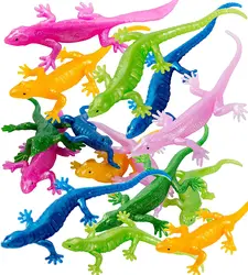 10 Pcs Novelty Funny Colourful Soft TPR Stretch Lizard Gecko Animal Model Simulation Gecko Halloween Scare Prank Decompress Toys