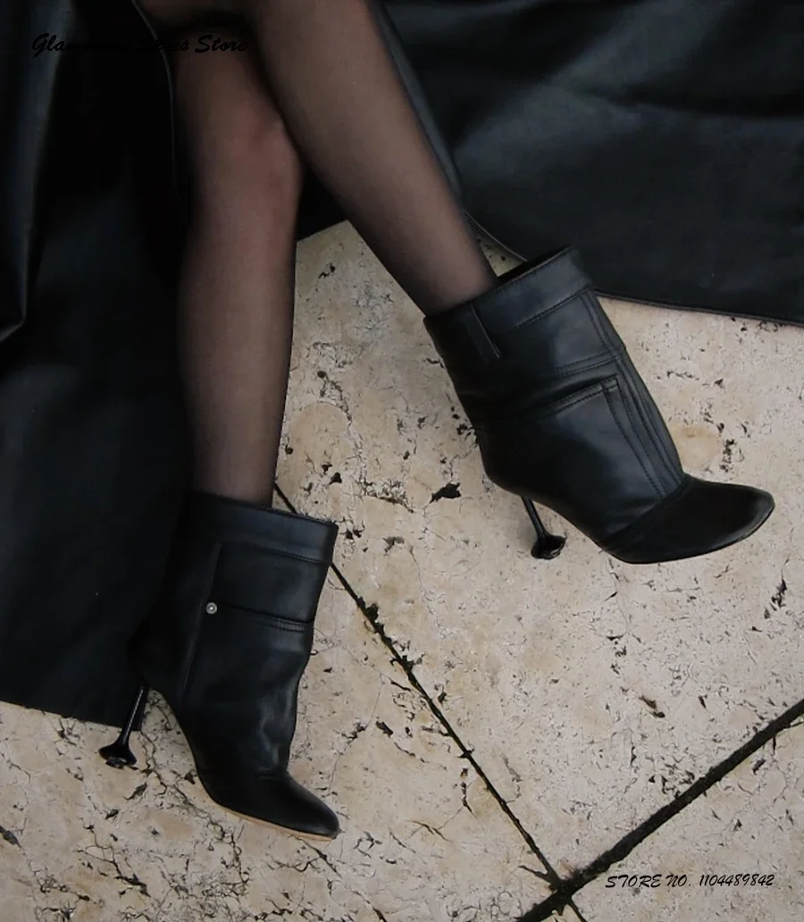 Кожаные ботильоны с брючным дизайном. Стильные ботильоны с квадратным носком в странном стиле. Весенне-осенние современные ботинки в стиле вестерн.