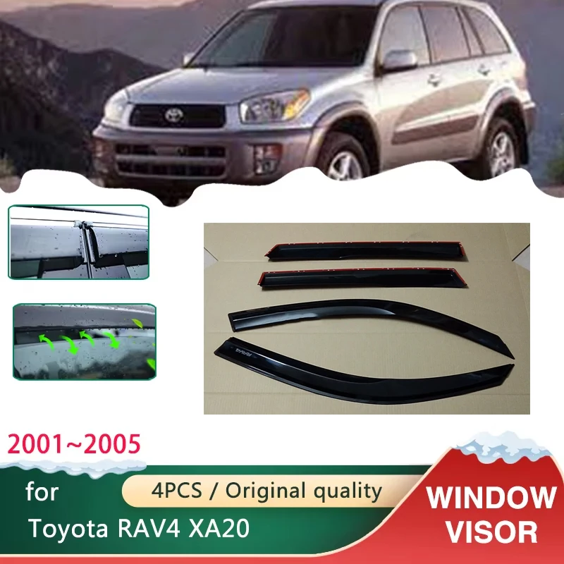 

4x автомобильные козырьки для окон для Toyota RAV4 RAV 4 XA20 5-дверный 2001 ~ 2005 2002 аксессуары навесы защита от солнца и дождя дымовые шторы дефлектор