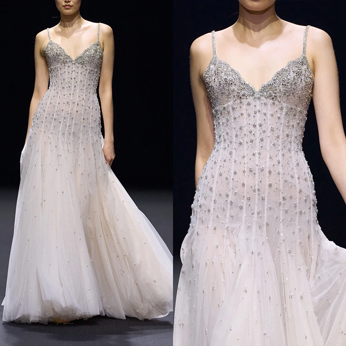 

Elegant Sheath Wedding Dresses V-Neck Sleeveless Pearl Backless Evening Party Gowns Vestido De Noiva Court Train Customized