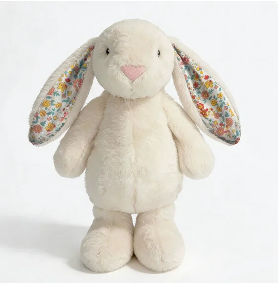 23cm Adorable Floral Bunny Plush Toy Huggable Soft Stuffed Rabbit Doll with Floral Ears Birthday Gift for Girl Plush Collectors image 3