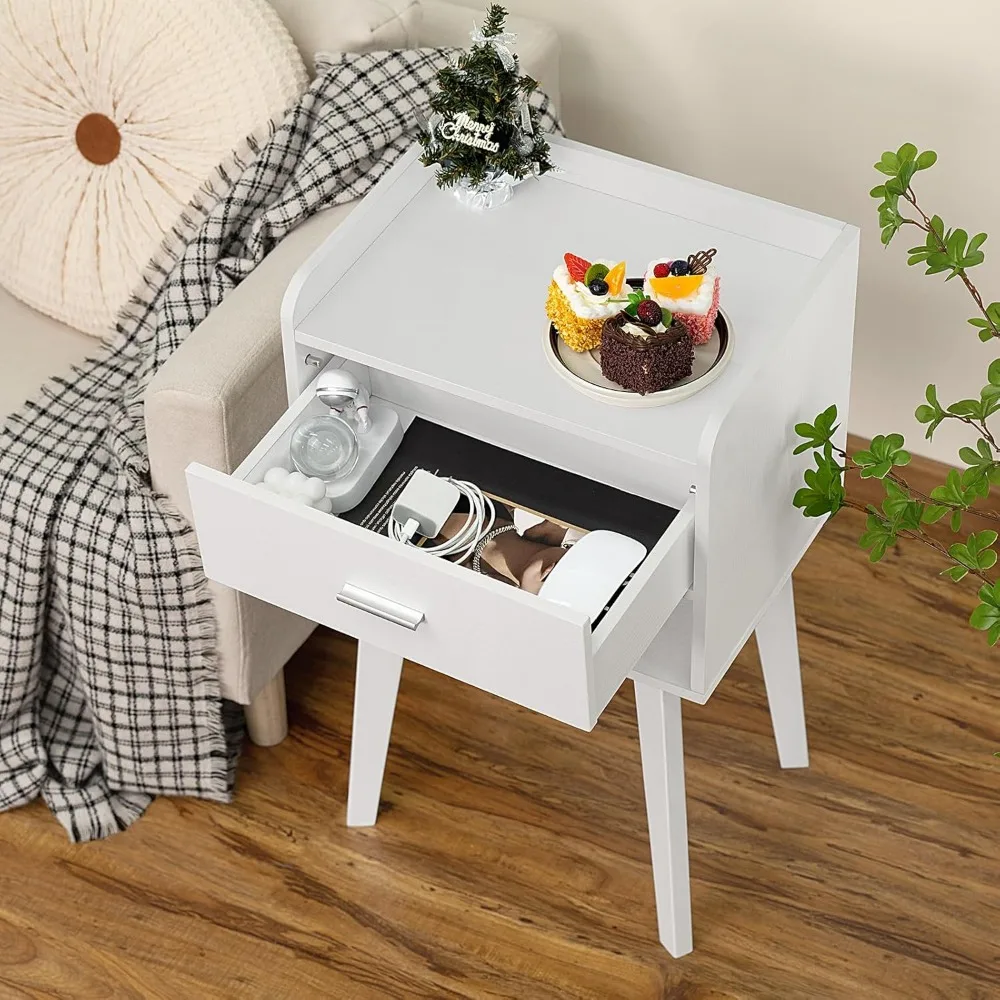 Lerliuo  Modern Bedside Table with Drawer, Wood for Small Space, Side Table with Storage, Night Stand for Bedroom/Living Room