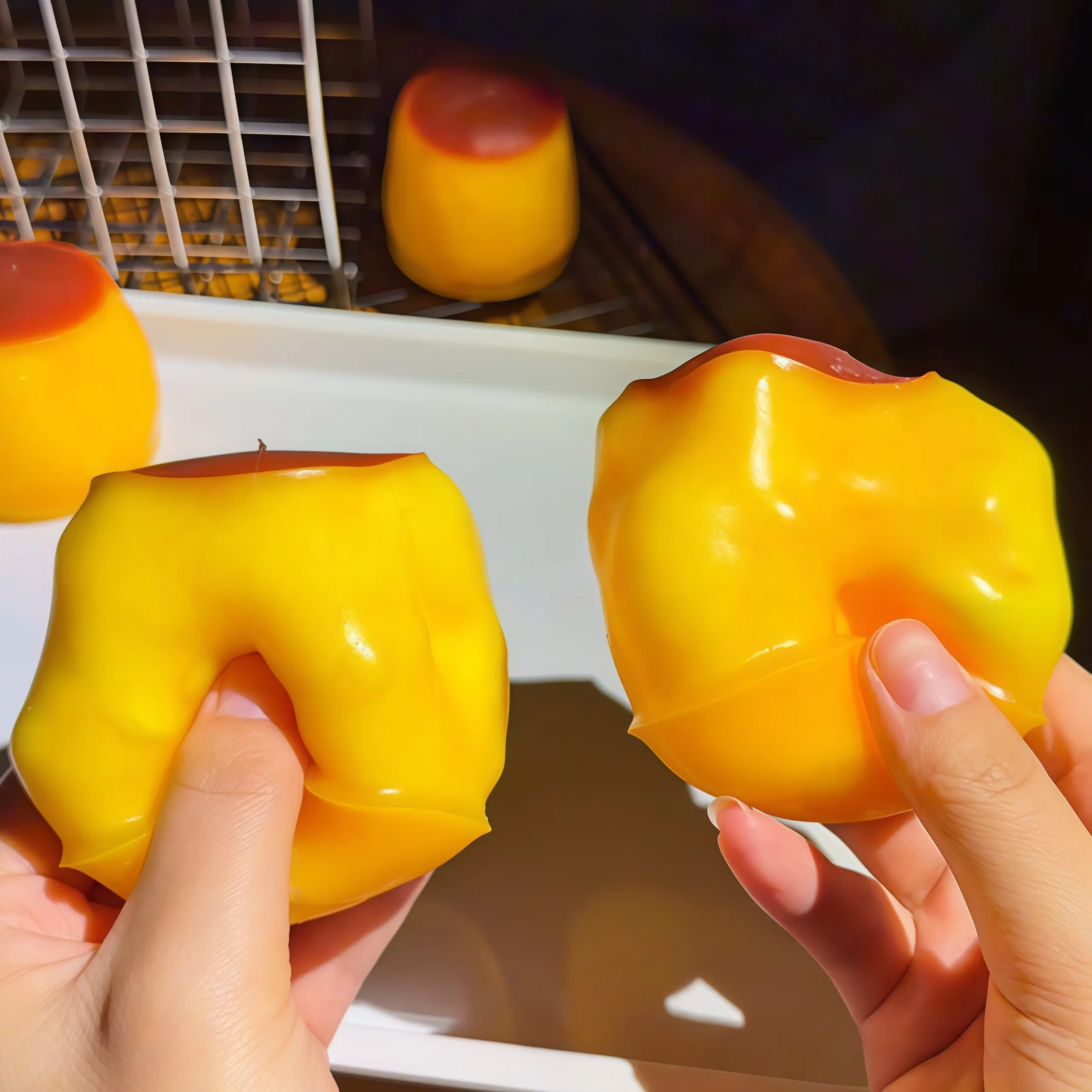 Balle à presser en forme de bloc de pudding au caramel, jouet anti-stress, jouet de relaxation, bloc rond rempli pour ASMR, jouet anti-stress pour adultes
