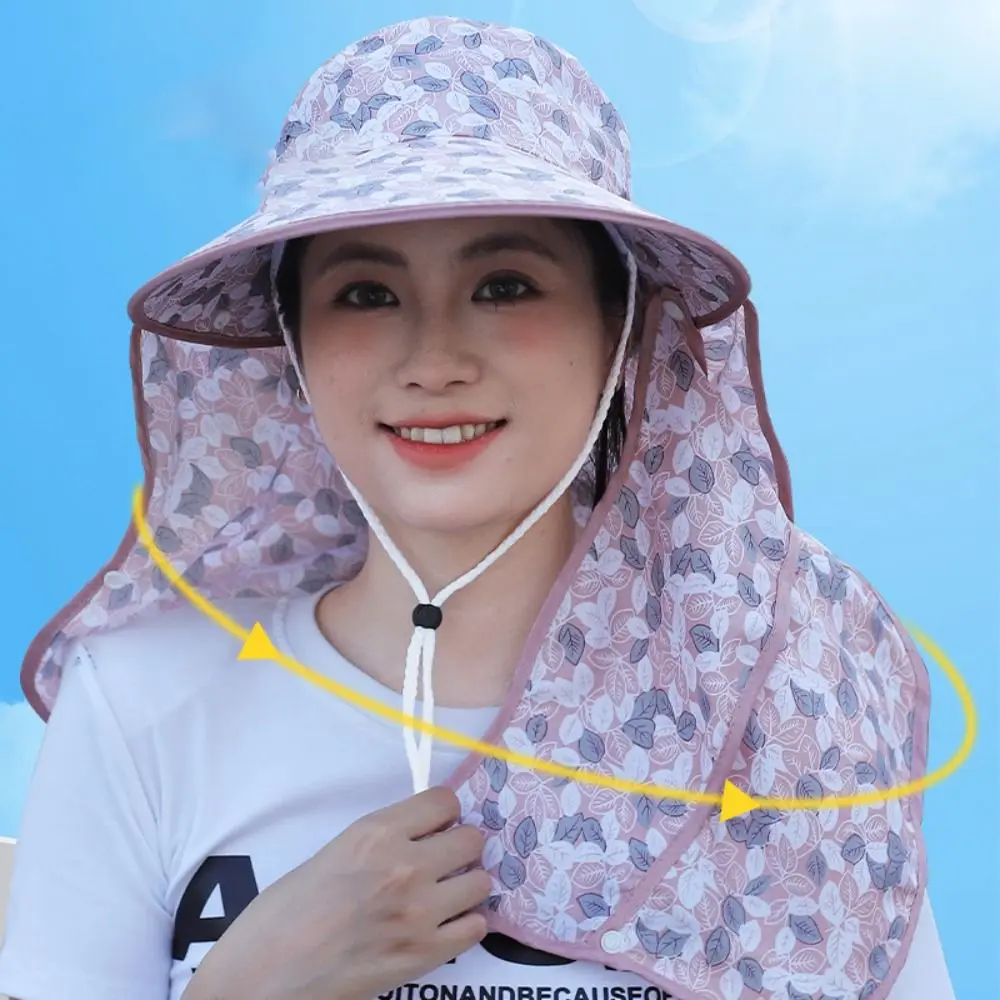 Breathable Tea Picking Cap New Women Fashion UV Protection Sun Hat Ponytail Hat Face Neck Protective Cover Agricultural Work Hat