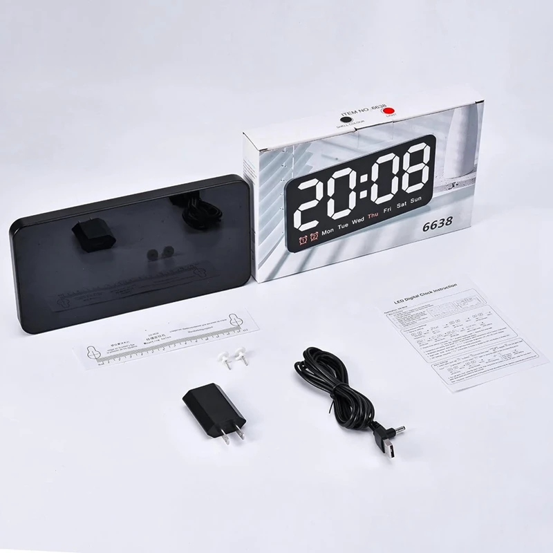LEDデジタル壁時計,9インチ,大型ディスプレイ,12, 24時間,大きな数字,小,サイレント,耐久性,赤