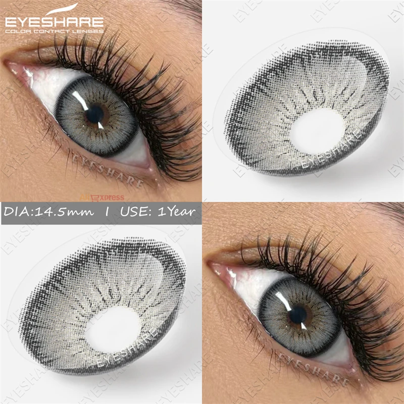 EYESHARE New Contact Colored Contacts Lenses for Eyes 1pair Green Contacts Blue Eye Lenses Yearly Beauty Makeup Gray Pupil  Lens