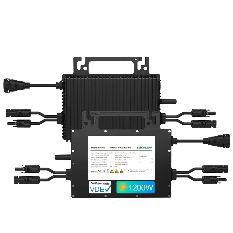 Lightweight Micro Solar Inverter 1200W for Balcony PV Systems Startup Voltage 22V Pure Sine Wave Grid Tie Solar Micro Inverter