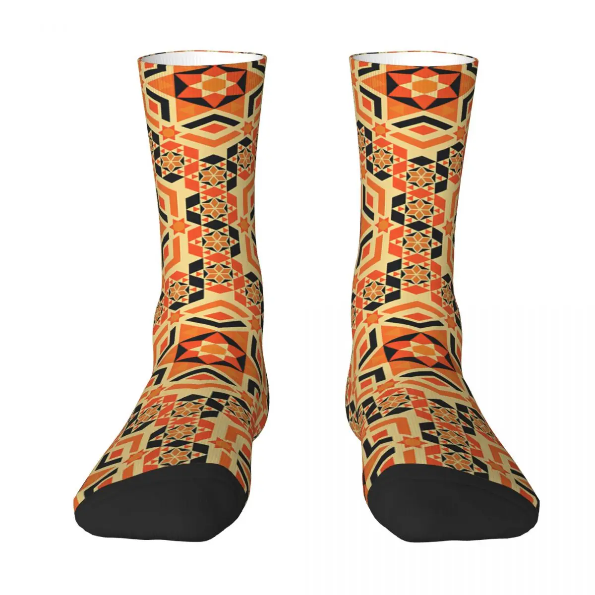 Geometric Orange Mosaic Seamless Pattern Adult Socks,Unisex socks,men Socks women Socks