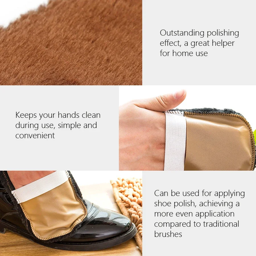 Shoes Polishing Glove Multifunctional Leather Shoe Polishing Cleaning Cloth Portable Soft Plush Shoes Shine Cloth Handheld