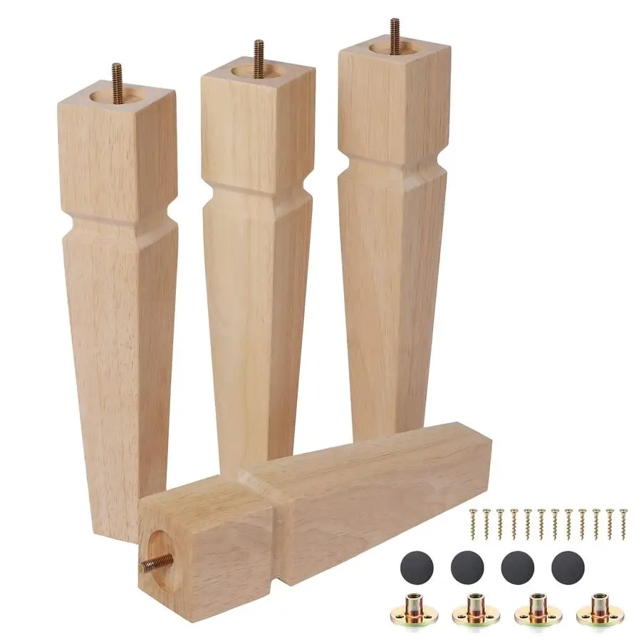 

H2.75 W Квадратные незаконченные дубовые мебельные ножки Сверхмощные высокие деревянные ножки середины века Набор из 4 предметов для столов, скамейки, пуфиков с я