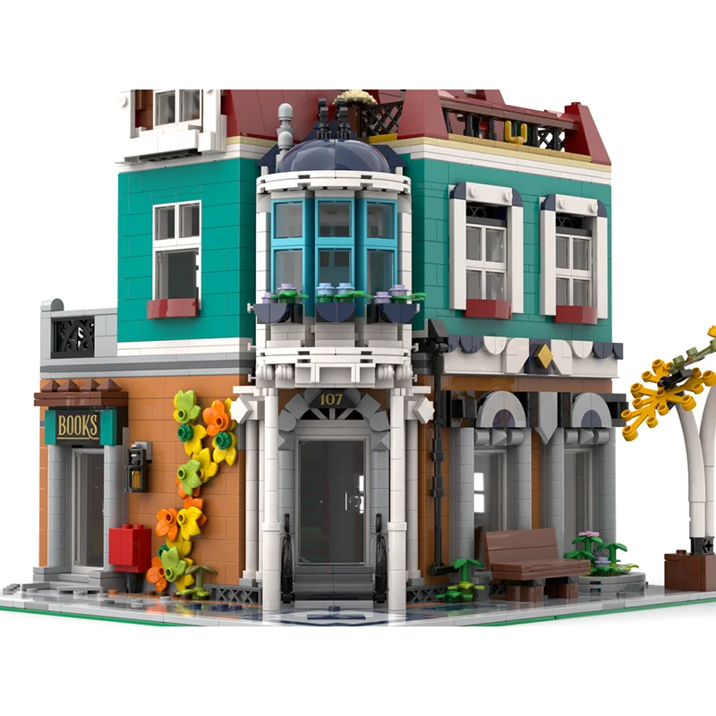 シティストリートビューモデル Moc ビルディングレンガ 書店代替モデル ビルディングテクノロジー モジュラーブロック DIY おもちゃ ホリデーギフト