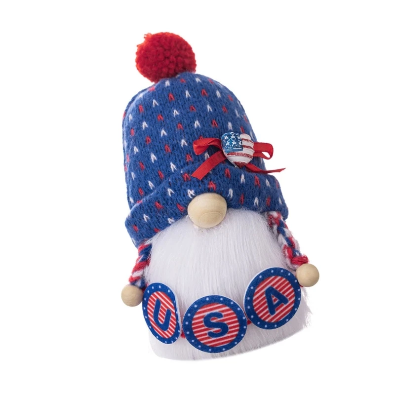 Gnomo del Día Independencia Americana con corazón enanos patrióticos decoraciones gnomos escandinavos Tomtes muñeca