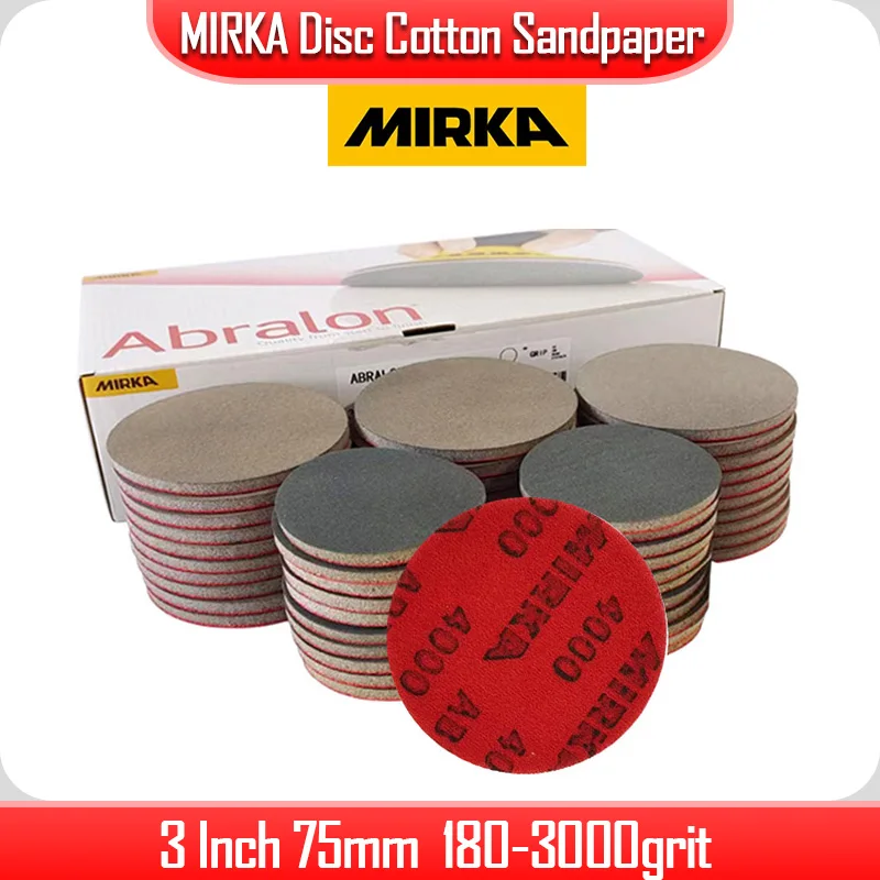 10pcs MIRKA Grinding Disc Sanding disc Cotton Sandpaper 3In75mm for Bowling Car Paint Glass or Other Fine Polishing Abrasives