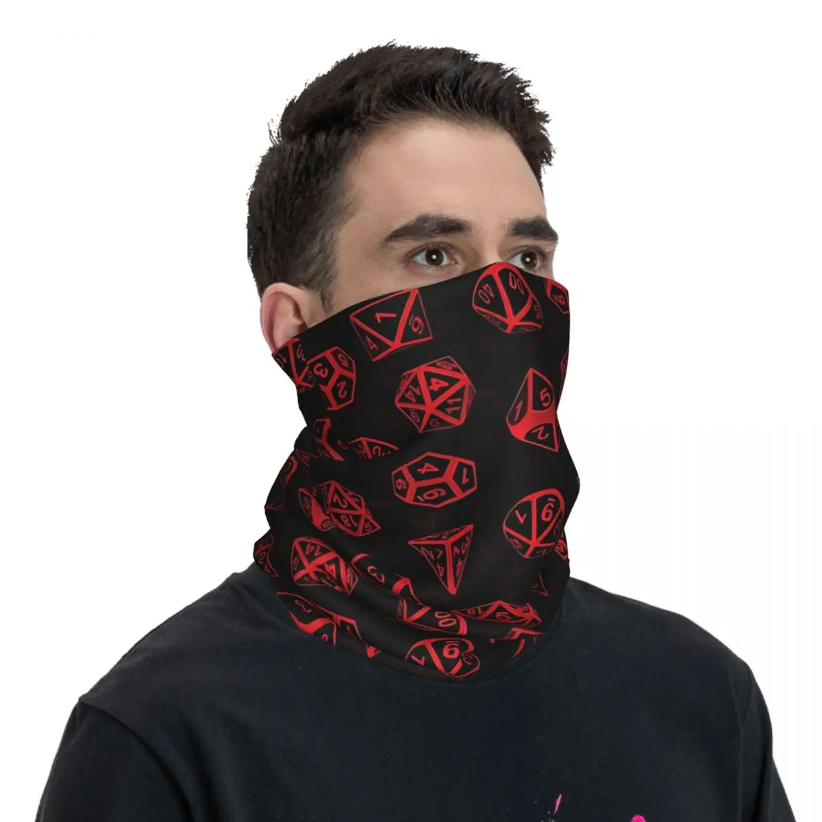 Zestaw kości wzór osłona na szyję Bandana Motocross z nadrukiem kości D20 gra fabularna maska kominiarka jazdy Unisex dla dorosłych