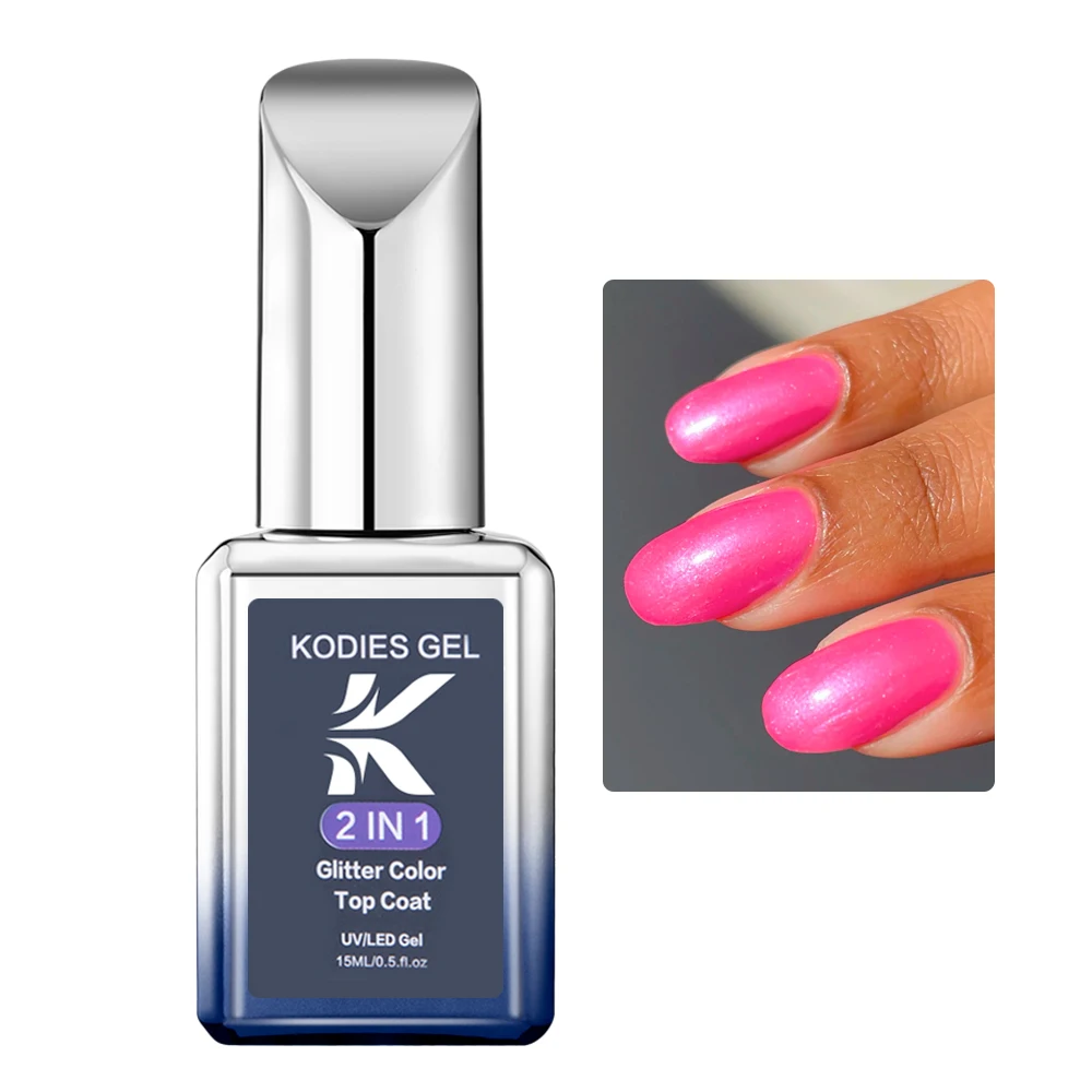 KODIES GEL Glitter Chrome Top Coat Gel smalto per unghie 2 IN 1 Aurora Blue Unicorn Gel Finish Sealer vernice tutto per Manicure Design