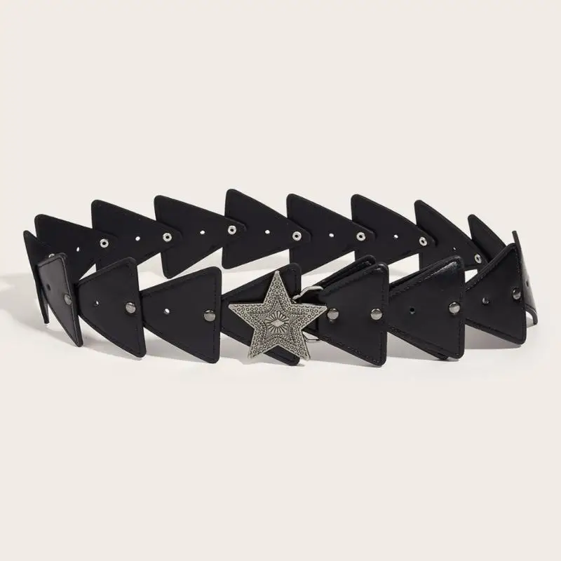 652F Women Decorative Belt Subcultures Five Pointed Star Pants Belt Western Waistband