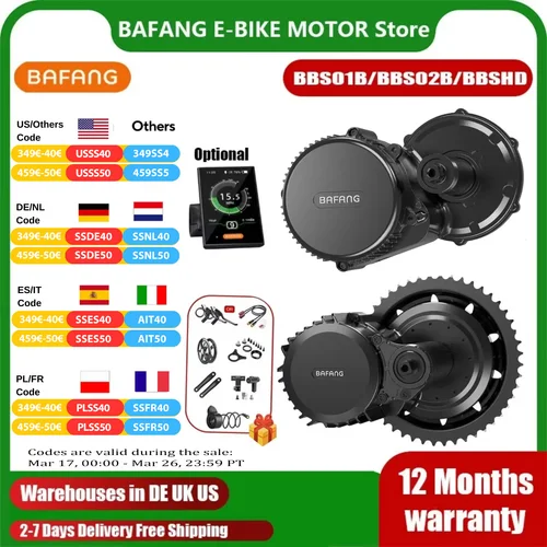 BAFANG 미드 드라이브 모터 전기 자전거 변환 키트, 1000W, 750W, 250W, BBSHD, BBS02B, BBS01B, Ebike 중앙 자전거 엔진
