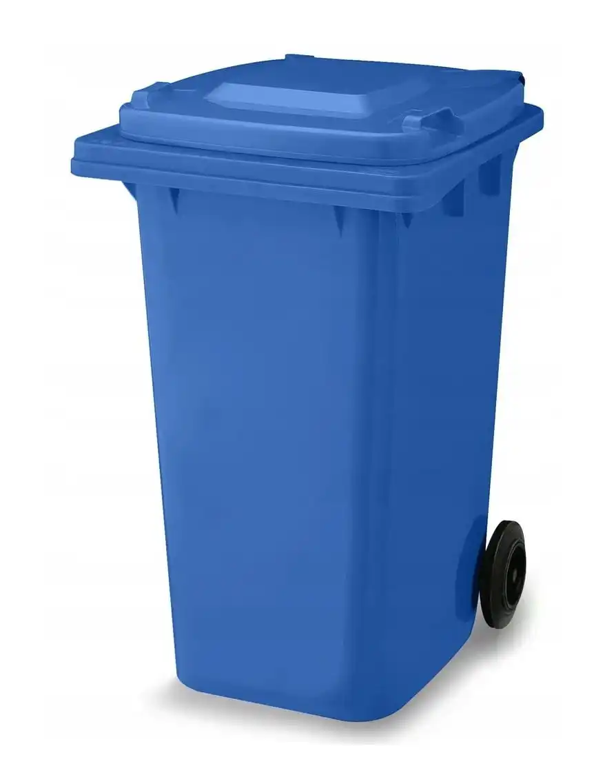 Blauwe papierprullenbak op wielen 240 L