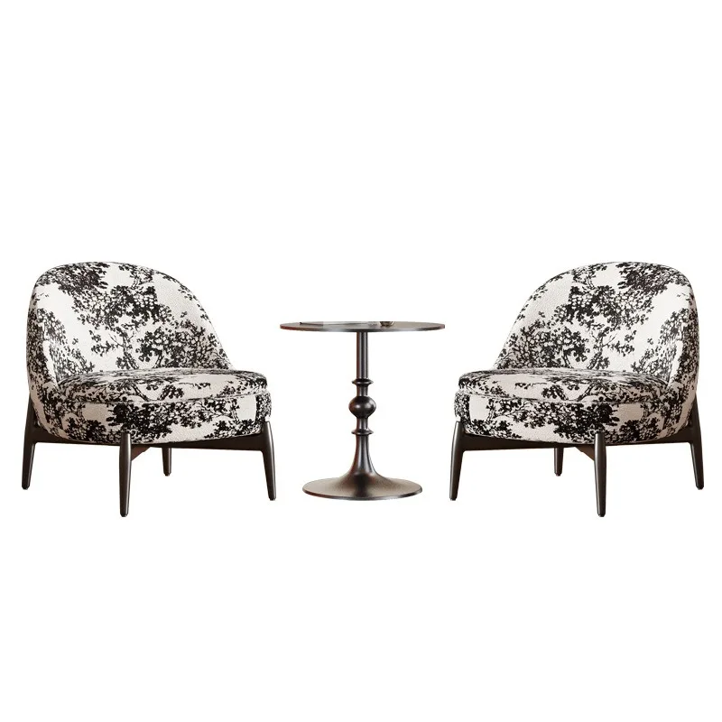 French single sofa chair, living room bedroom retro wind table and chair combination