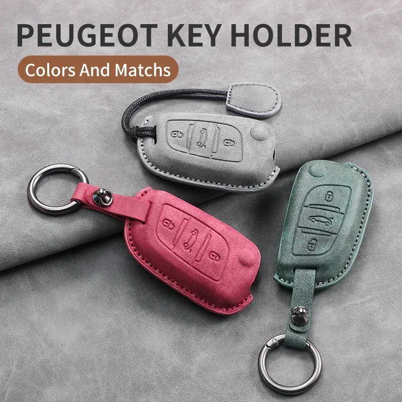 

Leather Car For Peugeot Flip Key Case Cover 208 308 408 508 2008 3008 4008 5008 306 407 807 for Citroen C1 C3 C4 CACTUS C6 C8