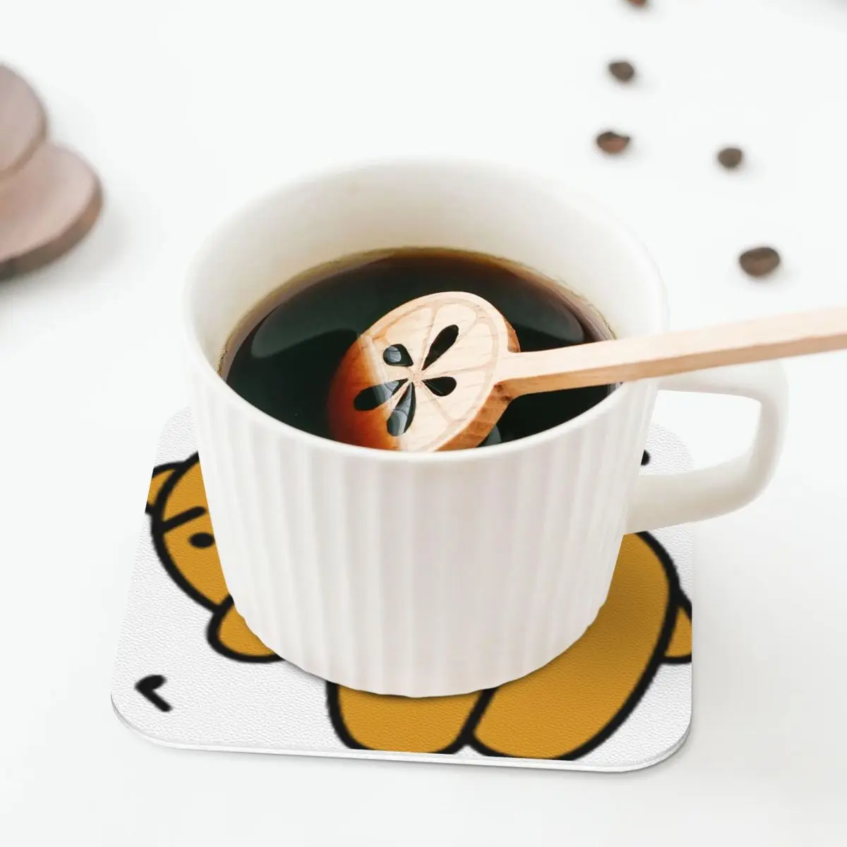 KakaoTalk Friends Hello! Ryan Coasters Kitchen Placemats Insulation Cup Coffee Mats For Decor Home Tableware Pads Set of 4