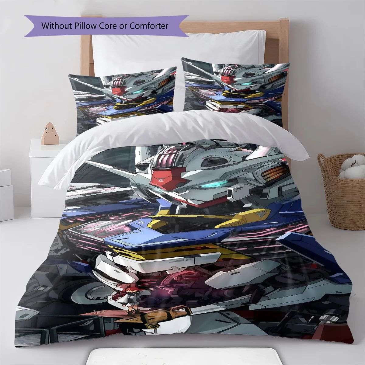 Gundam Action Pose Char’s Zaku Anime Bedding Set Polyester Soft Duvet Cover Bedroom Set -QJY
