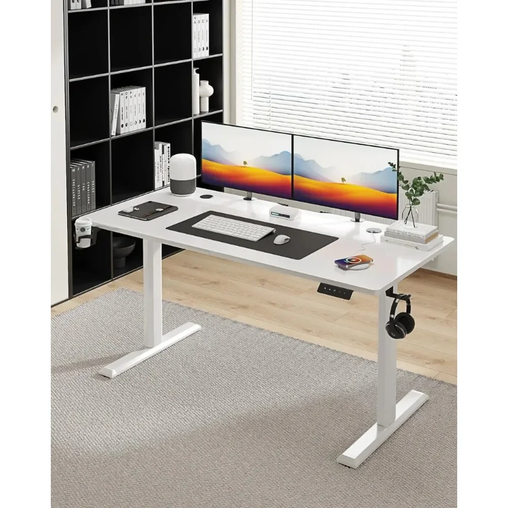 

Electric Standing Desk 55 Inch, Ergonomic Height Adjustable Table with T-Shaped Metal Bracket Modern Computer Workstations