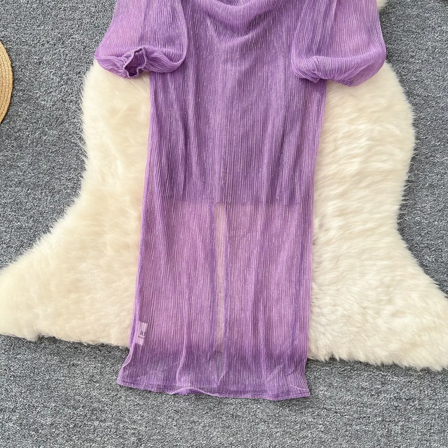 Robe longue à manches bulles pour femmes, célébrités européennes et américaines, col en V torsadé, design haut de gamme, tempérament sexy, automne